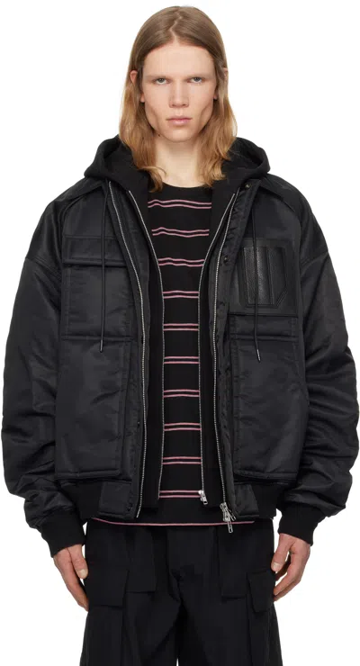 JUUNJ BLACK MA-1 WORK BOMBER JACKET