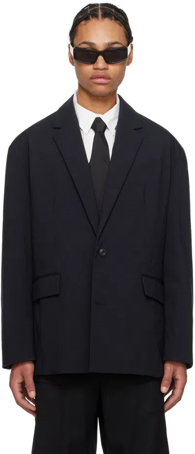Juunj Black Notched Lapel Blazer In 5 Black