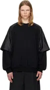 Juunj Black Nylon Dual Layer Sweatshirt In Black