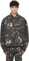 Juunj Black Paint Dyed Harrington Denim Jacket In 5 Black