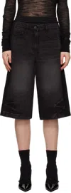 Juunj Black Patched Jersey Denim Shorts In Black 5