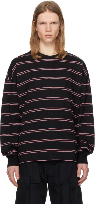 JUUNJ BLACK PIN STRIPE LONG SLEEVE T-SHIRT