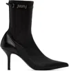 Juunj Black Pointed Ankle Boots In Black