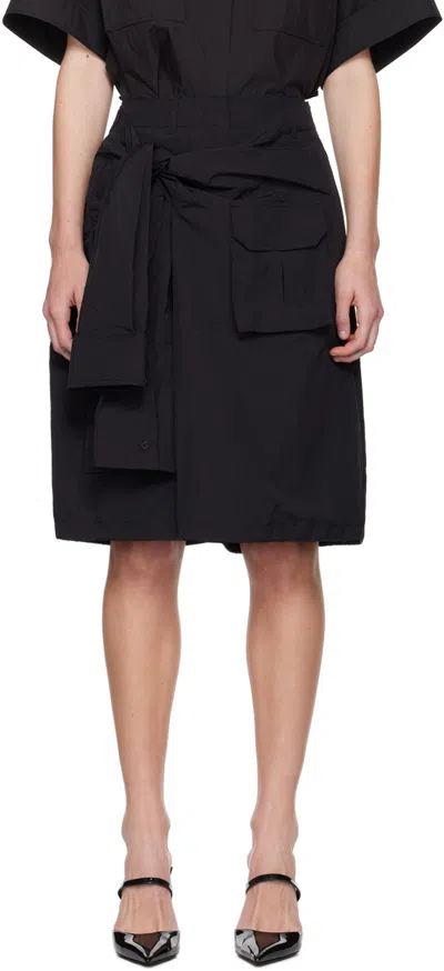 JUUNJ BLACK SELF-TIE SHORTS