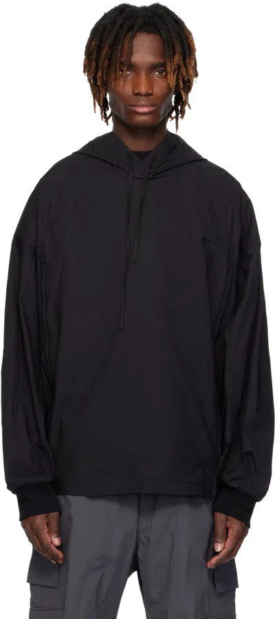 JUUNJ BLACK SIDE ZIP-UP GODET HOODIE