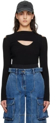 Juunj Openwork Slit Knit Sweater In Black