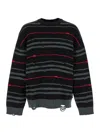 Juunj Multicolor Striped Sweater With Used Effect In Black