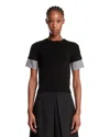 Juunj Black T-shirt With Check Inserts In Black