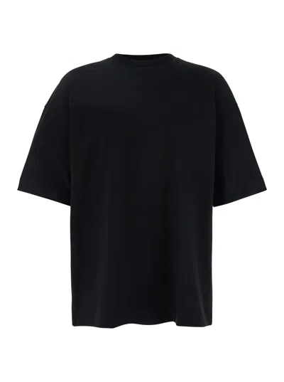 JUUNJ BLACK T-SHIRT WITH TONE-ON-TONE LOGO EMBROIDERED ON THE FRONT IN COTTON MAN