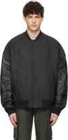 Juunj Black Varsity Jumper Bomber Jacket In 3 Grey