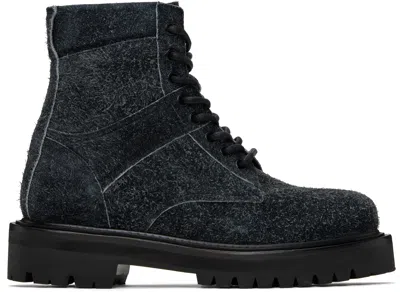 Juunj Black Vibram Sole Nubuck Military Boots In 4 Ash