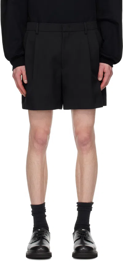 Juunj Black Wool Pleated Shorts