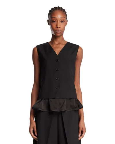 Juunj Black Wool Vest In Brown