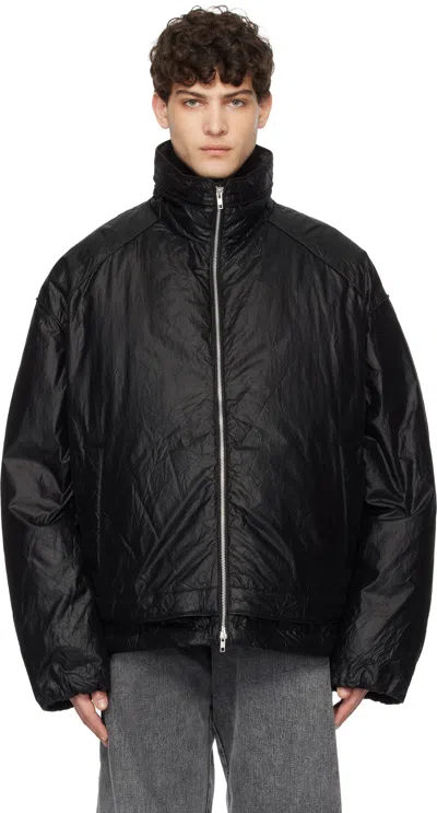 Juunj Black Wrinkle Goose Down Jacket In 5 Black