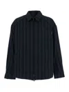 Juunj Wool Cotton Stripe Blouson Shirts In Black