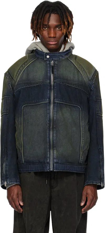JUUNJ BLUE & GREEN RIDER DENIM JACKET
