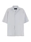 Juunj Blue Bowling Shirt With Cuban Collar And All-over Striped Motif In Blue