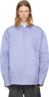 Juunj Blue Crinkled Stripe Shirt In Sblue