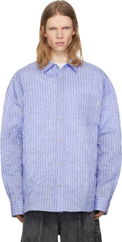 Juunj Blue Crinkled Stripe Shirt In Sblue