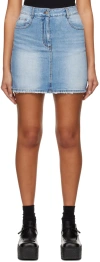 Juunj Blue Destroyed Denim Miniskirt In P Blue