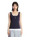 Juunj Blue Double-layer Top In Blue