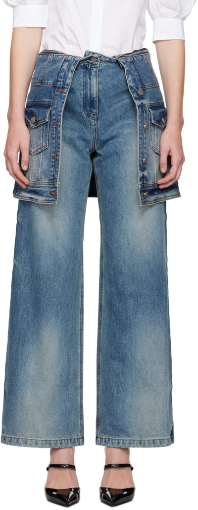 JUUNJ BLUE LAYERED JEANS