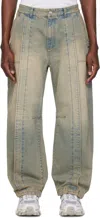 Juunj Juun. J Washed Curved-seam Wide Jeans In Blue