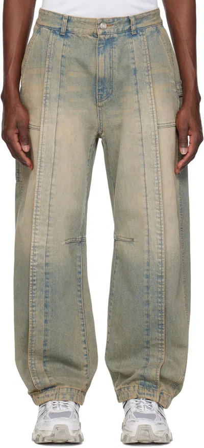 JUUNJ BLUE WASHED CURVED JEANS