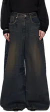 Juunj Blue Washed Denim Wide Jeans In Blue