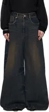 Juunj Blue Washed Denim Wide Jeans In Grey 3