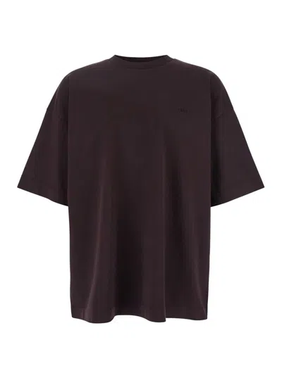 JUUNJ BORDEAUX T-SHIRT WITH LOGO EMBROIDERED ON THE FRONT AND PRINT ON THE BACK IN COTTON MAN