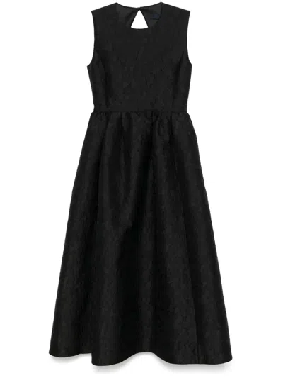 Juunj Brocade Midi Dress In Black