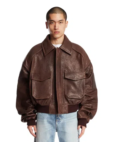 Juunj Brown Oversized Leather Jacket