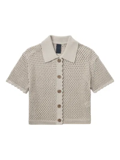 Juunj Buttoned Open-knit Cardigan In Gray