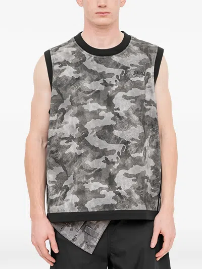 Juunj Camouflage-print Sleeveless T-shirt In Gray