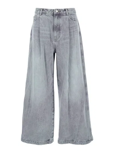 JUUNJ BLUE JEANS WITH FADED EFFECT AND WIDE LEGI N DENIM MAN