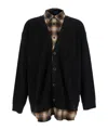 Juunj Button-front Plaid-layered Cardigan In Black