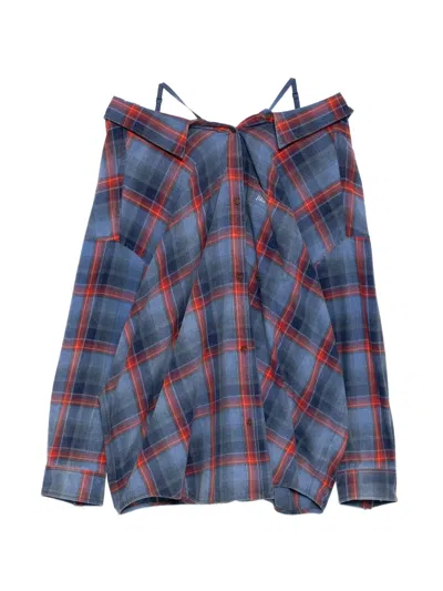 Juunj Checked Off-shoulder Shirt In Multi