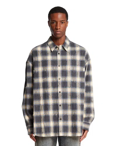 Juunj Checkered Shirt With Exposed Seams In Gray
