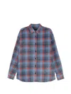 Juunj Check-pattern Bleached-effect Shirt In Blue