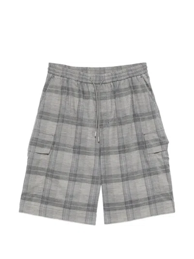 Juunj Check-pattern Cargo Shorts In Gray
