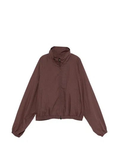 Juunj Check-pattern Raglan-sleeve Jacket In Brown