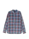 Juunj Check-pattern Bleached-effect Shirt In Blue