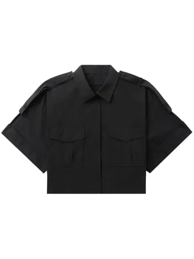 Juunj Classic-collar Cropped Shirt In Black