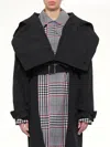 Juunj Belted Oversized-collar Coat In Black