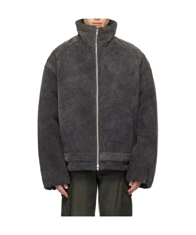 Juunj Collared Zipper Down Jacket In Gray