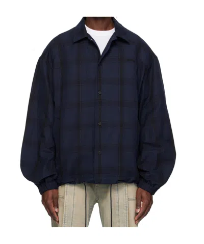 Juunj Core Check Overshirt In Black