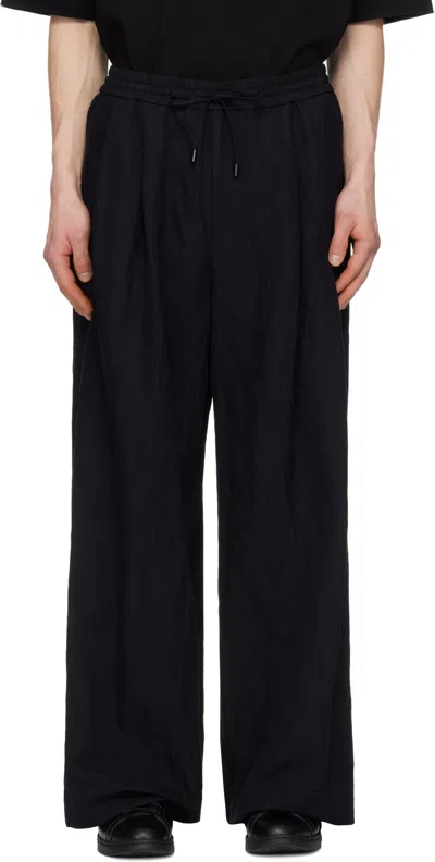 Juunj Cotton-linen Blended Trousers In Black