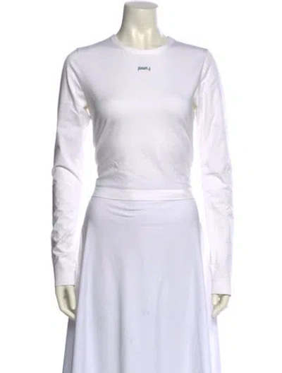 Pre-owned Juunj Crew Neck Long Sleeve Crop Top In White