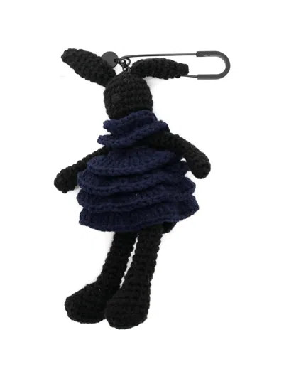 Juunj Crochet Rabbit-motif Keyring In Blue